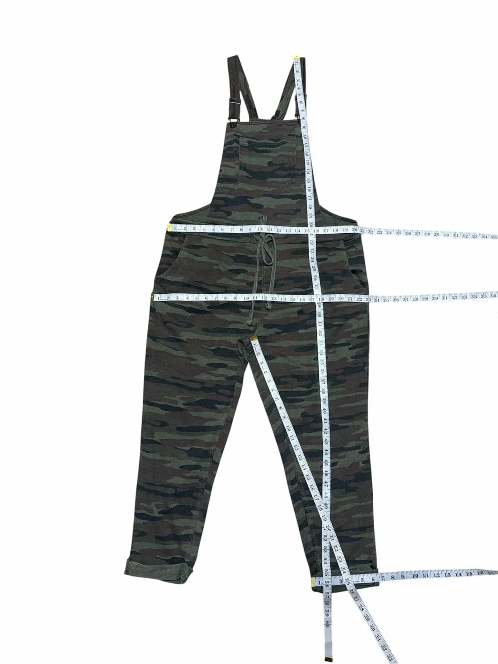 Wallflower Overalls Womens XL Green Camouflage Pants Skinny Cut Cuffed One Piece - Picture 2 of 12